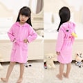 Miniatyrbillede 1 af 3: 3-10 År Piger Unicorn Flannel Hættetrøje Badekåbe Dressing Gown Bæltet Robe Nattøj (4-5 År Rød)