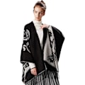 Miniatyrbillede 2 af 5: 150 * 130cm Dame Sjal Poncho Dame Lang Cape Strikkede Wraps Ope