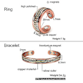 Miniatyrbillede 2 af 5: Rent Smykker i Rent Kobber til Kvinder - Twisted Open Cuff Justerbar Kobber Magnetisk Armbånd Øreringe Gigt Magnetisk Terapi Ring ( )