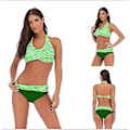 Miniatyrbild 1 av 5: Flickors badkläder delad bikini sexig strand damernas badkläder L Grön vit rand
