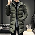 Miniatyrbilde 3 av 5: HERRER Vinter Parka Dunjakke med hette - Ultimate Varme og Vindbeskyttelse - Høy krage - Midtlengde - Utendørs snøjakke (L Army Green)