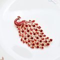 Miniatyrbillede 1 af 3: RØD Rhinestone Påfugl Brosche Pin til Kvinder Piger Mode Utsøgt Overdrevet Store Krystal Fugl Dyr Broscher Revers P
