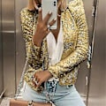 Miniatyrbillede 3 af 4: Dame Cardigan Langærmet Skinnende Pailletjakke Åben Front Casual Damejakke Høj Kvalitet (3XL Sort)