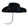 Miniatyrbillede 3 af 5: Lysende Cowboyhatte til Kvinder Fluffy Fjer Kant LED Cowgirl Hat til Polterabend, Kostumefest, Udklædning (Sort)