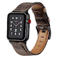 Miniatyrbillede 2 af 3: Rem kompatibel med Apple Watch Retro Læderrem - Mørk Kaffe Brun + Sort Spænde 38/40mm