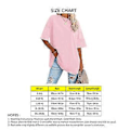 Miniatyrbillede 2 af 4: Dame Løstsiddende Kortærmet Top Ren Farve Faldende Skulder Rund Hals Kortærmet T-shirt Til Daglig Brug (2XL Pink)