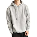 Miniatyrbilde 1 av 5: Hettegenser for menn med lange ermer, hette, snor, slitesterk, ensfarget, pullover, elastiske mansjetter, høstgenser (XL grå)