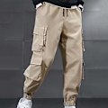 Miniatyrbillede 4 af 5: Fianao Mænds Bukser Fleece Elastisk Talje Tyk Multi Lommer Cargo Bukser til Skole (4XL Sort)
