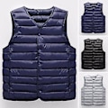 Miniatyrbild 2 av 5: Herrar Vinterväst Jacka V-ringad Vadderad Tjock Enfärgad Ärmlös Enkelknäppt Cardigan Casual Plus Size Varm Vindtät Herr Väst (4XL Grå)