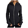 Miniatyrbillede 1 af 5: Zip Up Hoodies til Kvinder Fleecejakker Trøjer Efterårstøj Sweatshirts Med Lommer Vinter Y2k Tøj S Sort