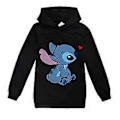 Pikkukuva 1 / 2: Lasten poikien ja tyttöjen Lilo ja Stitch -painatuksella varustetut hupparit pitkähihaiset paidat huppari (13-14 vuotta musta)
