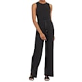 Miniatyrbillede 1 af 5: Ærmeløs Jumpsuit i Ensfarvet Design Vaskbar Høj Elastisk Stoffet Tøj til Daglig Arbejde Fest (M Sort)