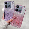 Miniatyrbillede 5 af 5: KADEM Gradient Glitter TPU-etui med Rhinestone Blomst Anti-Drop til Infinix Smart 7 4G (Lilla)