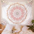 Mandala-väggbonad, estetisk, boho-väggbonad, rosa blommig
