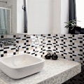 Pikkukuva 4 / 5: 24 kappaletta itseliimautuvaa mosaiikkia 10x20cm - Keltainen musta, Keittiö Sal