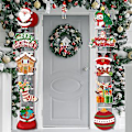 Miniatyrbillede 3 af 4: Julebanner Santa Claus, Snemand og Elg - Julepynt til væg, veranda, dør (A)