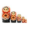 Orange Solros Trä Ryska Nesting Dolls 5Pcs Dolls Trä D