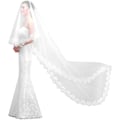 Miniatyrbilde 1 av 4: Brude Slør med Blonder Kanter Bølge Bryllup Slør Lang 5 Meter Elegant
