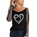 Miniatyrbilde 1 av 2: Kvinner Mesh Langærmet Skjorte Casual Rundhals Sheer Mesh Polka Dot Bluser Topper (S farge 03)