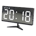 Miniatyrbild 1 av 5: 6,7-tums LED-display Spegelklocka, 3 separata alarm, Ljuskänslig sensor för automatisk dimning, Elegant design, Komplett med datum, temperatur och USB
