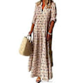 Pikkukuva 1 / 5: Maximekko Viehättävä Pystykaulus Pehmeä Pitkä Mekko Rento Löysä Boho-kuvioinen Maximekko Katumuoti (XL pinkki)