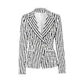 Miniatyrbillede 1 af 5: Stribet Print Suitjakke med Dobbelt Bryst og Hakket Rever - Slim Fit Blazer (L sort)