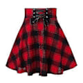 Pikkukuva 2 / 4: Naisten Ruudullinen Lyhyt Hame Laskostettu Punk-tyylinen Vintage Kiristysnyörimekko (M Punainen)
