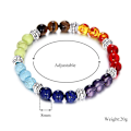 Pikkukuva 2 / 3: 7 Chakras -rannekoru Reiki luonnon jalokivi parantava tasapainottava pyöreä helmi