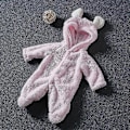 Miniatyrbild 2 av 2: Spädbarns Baby Vinter Fleece Romper Varma Söta Teddybjörn Huva Jumpsuit (0-3 Månader Rosa)