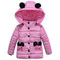 Miniatyrbillede 1 af 3: Fleeceforet Pufjakke med Hætte til Piger 2-5 År Polka Dot (2-3 År Pink)