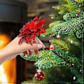 Miniatyrbilde 4 av 5: Juleblomster i kunstig julestjerne, glitter, julepynt, juleblomster, juletrær, kranser, nyttårsbryllup, festpynt (sølv)