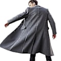 Miniatyrbild 2 av 3: Vinter Herr Trenchcoat Lång Kappa Jacka Formell Elegant Ytterkläder Hög Kvalitet (L Grå)