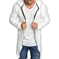 Miniatyrbilde 4 av 4: Hettejakke Cardigan Mote Fargeekte Lettstelt Lang Jakke Lang Modell Glidelås Hettegensere Herre Hettegensere for Klubb (L grå)