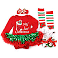 Miniatyrbillede 1 af 2: Spædbarnspige My 1st Første Jul Tutu Kjole 4-delt Outfit Sæt Julegaver (0-3 Måneder F)
