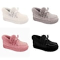 Miniatyrbillede 4 af 5: Nyankomne Dame Vintermode Flade Støvler Tykke Varme Platform Snestøvler Slip-on Ankelstøvler til Indendørs/Udendørs (Pink)