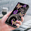 Miniatyrbillede 5 af 5: Magnetisk etui til Samsung Galaxy A35 5G med 3D-mønsterprint i læder (Lilla blomster og sommerfugle)