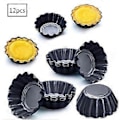 Pikkukuva 1 / 5: 12 kpl Tartlet-muotteja, Tartlet-vuokia, 6,5 cm Mini-tarttupannu (Musta)