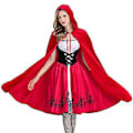 Miniatyrbild 1 av 3: Rödluvan Cosplay Partydräkt Karneval Kvinna Kappa Kappe Fint Klä Upp (XL)