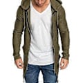 Miniatyrbillede 1 af 5: Hoodie Cardigan Mode Farveægte Let Vedligehold Lang Jakke Lang Model Lynlås Hættetrøjer Herre Hættetrøjer til Klub (3XL armygrøn)