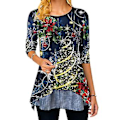 Pikkukuva 1 / 2: Naisten Joulu 3D Lumimies Pusero Joulu Pitkähihainen Lady Blouse T-paita Tunika Topit (3XL Sininen)