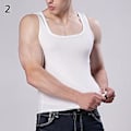 Miniatyrbillede 1 af 5: Fianao Mænds Casual Ærmeløs Firkantet Hals Gym Træning Muskel Slank Sport Vest Top (L Hvid)