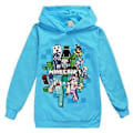 Miniatyrbild 1 av 2: Minecraft Tryckt Hoodie för Barn Pojkar Flickor, Avslappnad Långärmad Huvtröja, 5-12 År (9-10 År Ljusblå)
