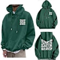 Miniatyrbillede 1 af 2: F**k You QR-Kode Hoodie, QR Scan Kode Joke Sjov Hoodie Unisex, Tyk Vinter Sweatshirt Trøjer Topper (2XL Grøn)