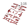 Pikkukuva 4 / 5: 1/16 RC Auton Osat Päivitys DIY Tukevat Ajoneuvon Osat Ammattimaiset RC Autotarvikkeet Korvaus 16209 16207 16210 M162 RC Autolle (Punainen)