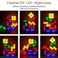 Miniatyrbilde 5 av 5: Firkantet LED Nattlampe, 7 Farger/STK 3D Puslespill Nattlampe, Induksjon Sammenkoblingsbar Bordlampe, DIY Tangram Lysblokker Puslespill Lampe (EU Plugg)