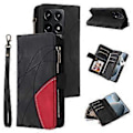 Miniatyrbillede 1 af 5: KT Multi-Function Series-5 Til Xiaomi 14T Etui Lynlås Pung Læder Telefon Cover Stativ (Style B)