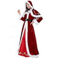 Miniatyrbillede 2 af 5: Fru Claus Kostume til Kvinder Fløjl Hættekjole Langærmet Juleklæder - JA(2XL )