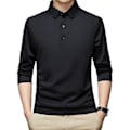 Miniatyrbillede 1 af 5: Fianao Skjorte med Knapper ved Halsudskæring, Langærmet, Ensfarvet, Herre, Efterår, Slim Fit, Rever, Kontor, Trøje (L Sort)