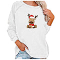 Miniatyrbillede 1 af 4: Juletunika Kvinder Langærmet T-shirt Julemand Sød Elg Print Top Bluser L Hvid