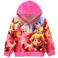 Miniatyrbillede 1 af 2: Børnepige Prinsesse Peach Super Mario Bros 3D Print Lynlås Hoodie Jakke Frakke Langærmet Hættetrøje Topper Julegave Til 4-9 År (4-5 År)